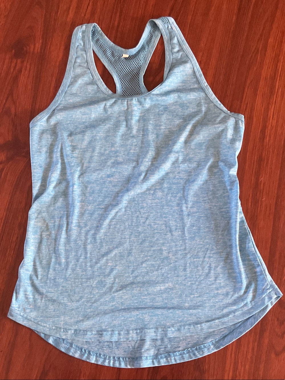 Women's Light Blue Racerback Mesh-Back Tank Top